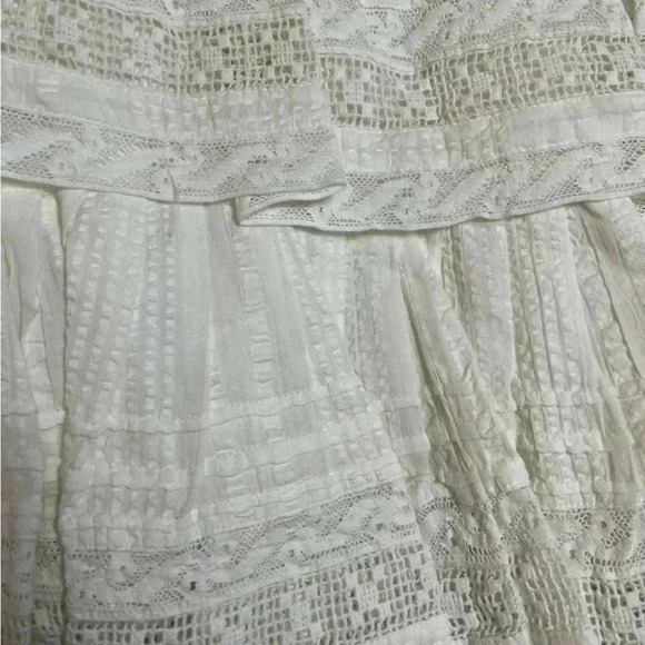 LoveShackFancy Stella Ruffled Frill Mini Lace Dress Bridal Graduation White L - Picture 5 of 5